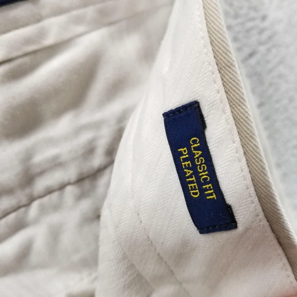 Polo Ralph Lauren Pants‎ Mens 36x30 Beige Pleated Chino Classic Baggy Trousers